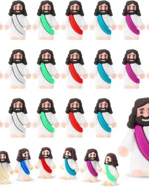 Mini Jesus Figurines with Multi-Colored Sash (Pack of 25)
